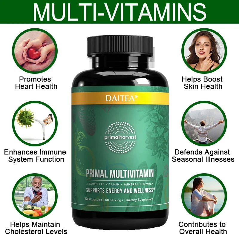 

Multivitamin Supplement - Helps Boost Energy & Stamina, Improves Mood, Supports Overall Health, Improves Eye & Skin Health