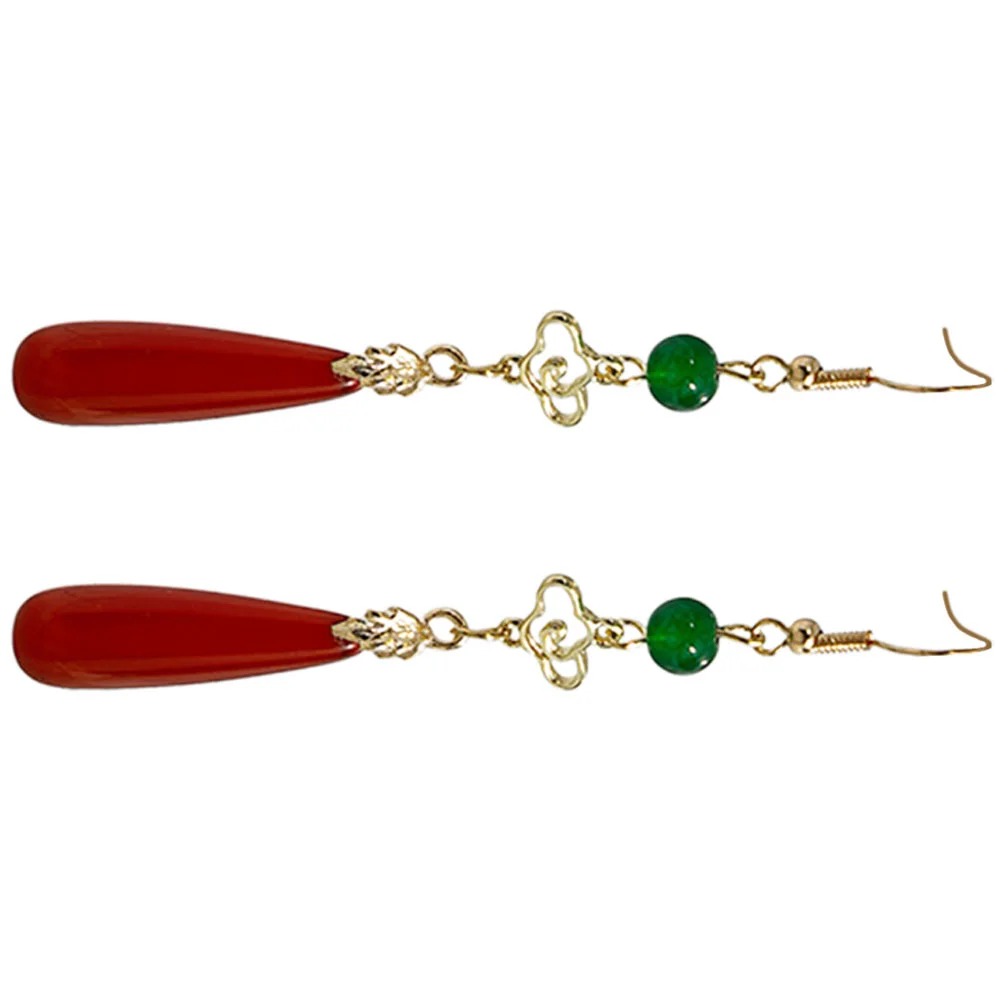 

Long Pendant Dangle Earrings Gemstone Women Lugs Vintage Drop Female Alloy Jewelry Woman