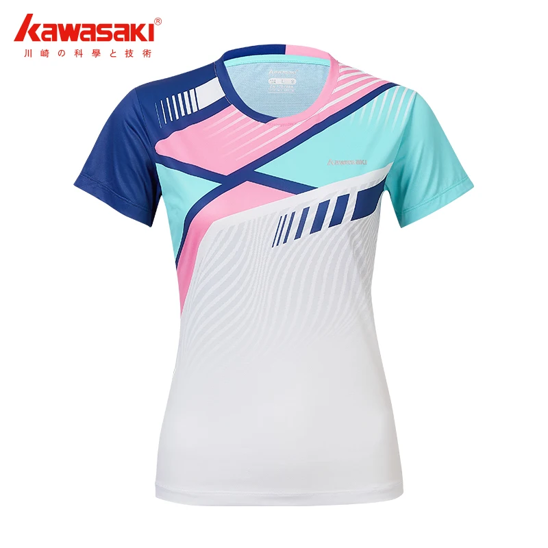

Kawasaki Sportswear T-shirt For Female Table Tennis O-Neck Breathable Blue Color Badminton Sport T-shirt ST-V2904