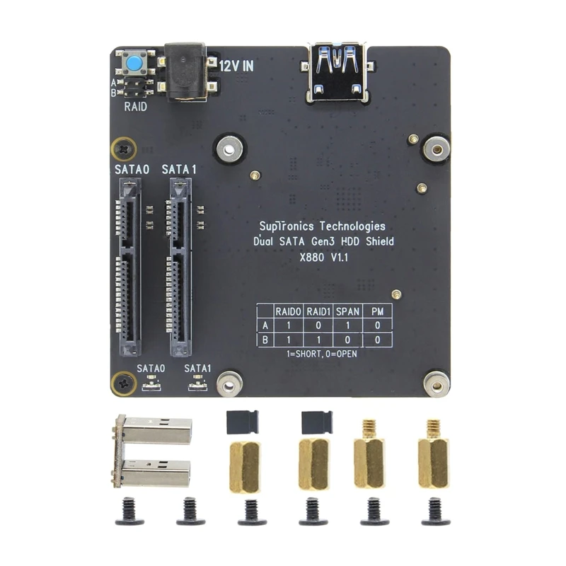 

X880 V1.1 HDDSSD Storage Expansion Board for Raspberry Pi 4B & X880 V1.1 Dual Gen3 HDD Shield