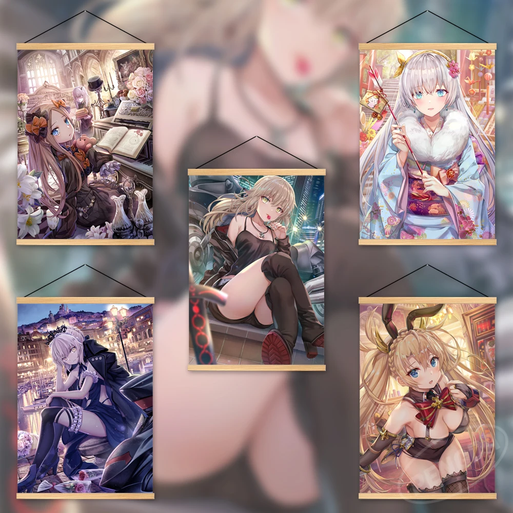 

HD Fate Grand Order Canvas Pictures Katsushika Hokusai Wall Art Wooden Anime Hanging Poster Prints Modular Home Decor Painting