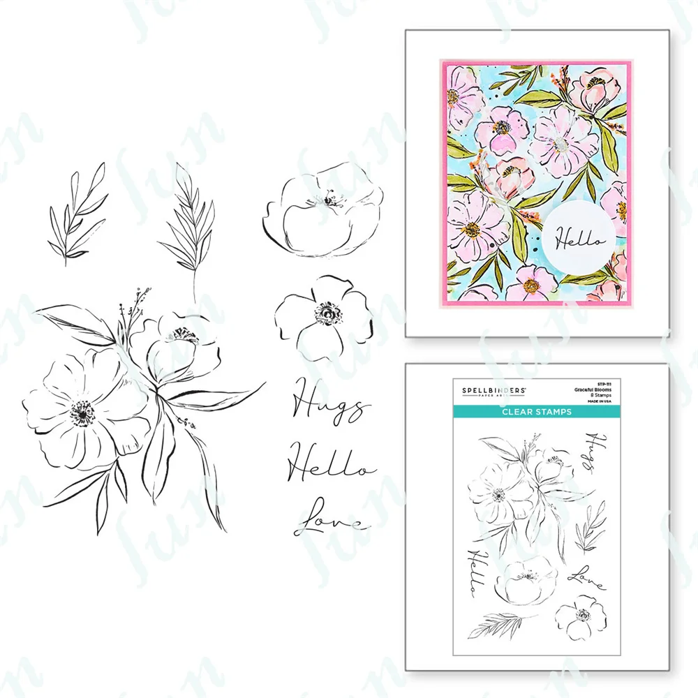 

Hot Sale 2022 New Graceful Blooms Clear Silicone Stamps Scrapbooking Diary Diy Greeting Card Coloring Decor Embossing Template