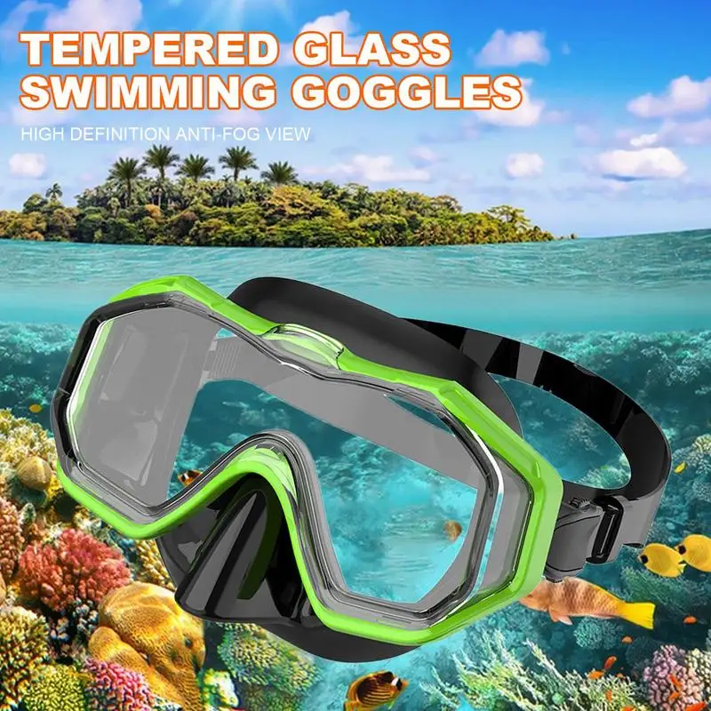 Фото Swimming Goggles With Nos Cover Anti-Fog Clear Diving Scuba Snorkel Goggles Snorkeling Gear Pool Goggles Waterproof Kids Adult №2
