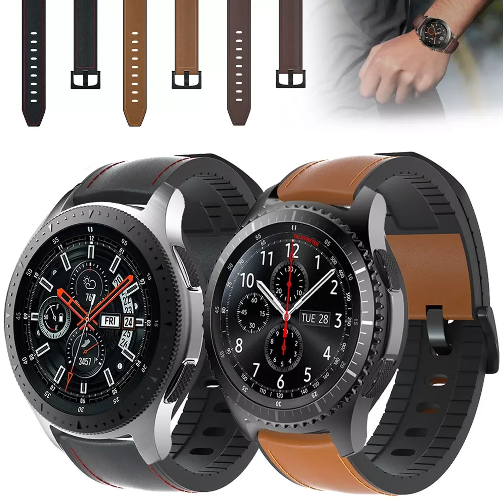 

22mm Watch Strap For Samsung galaxy watch 46mm Genuine Leather Band Silicone Bracelet Watchband Gear S3 Frontier&Classic р
