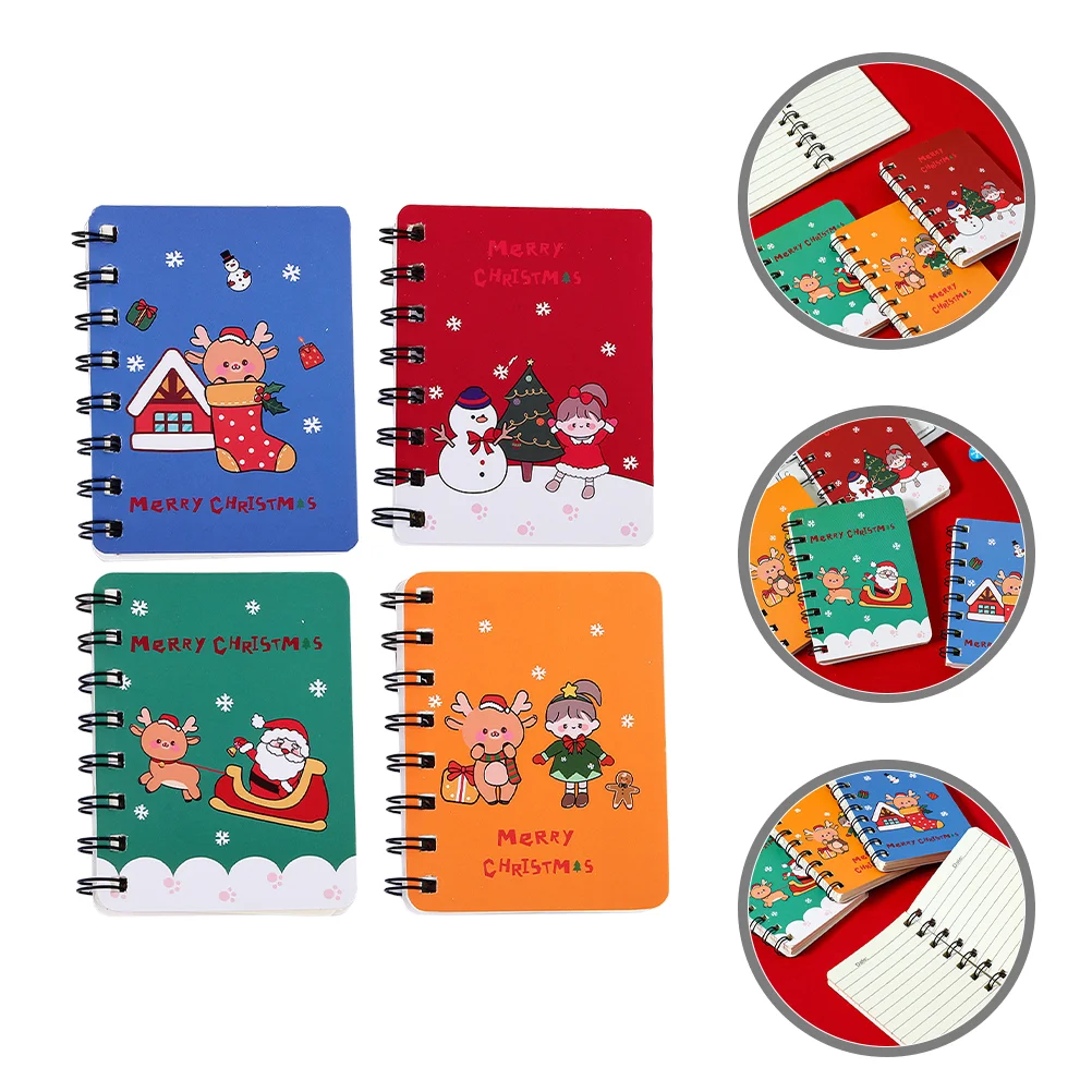 

4 Pcs Notes Notebook Christmas Coil Notepad Compact Office Small Daily Use Writing Mini Spiral Notepads Student