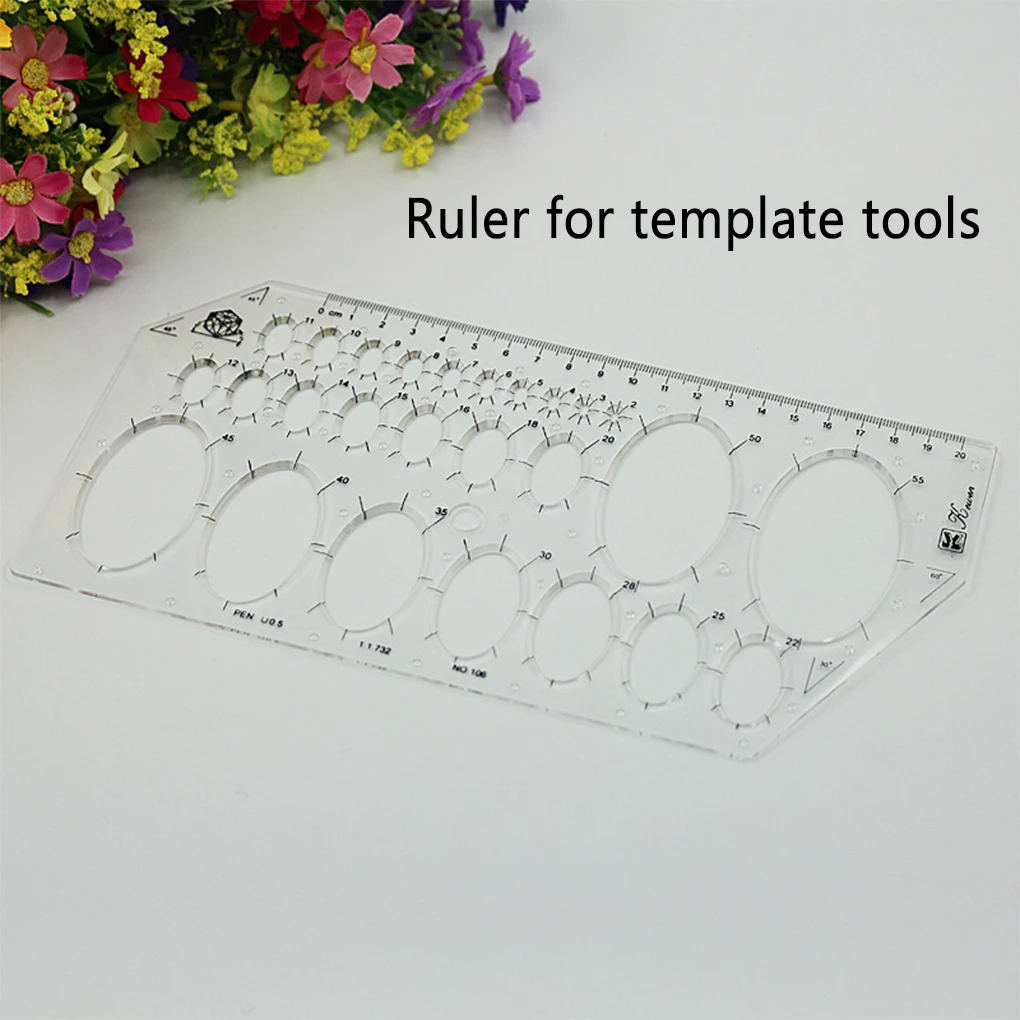 

Transparent Ruler Drawing Rulers Multi-functional Measuring Tool Template Circle Stencil for Carpenter School Office Type 3