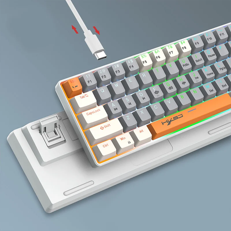 Проводная Механическая игровая клавиатура HXSJ V500 63 клавиши популярный выбор