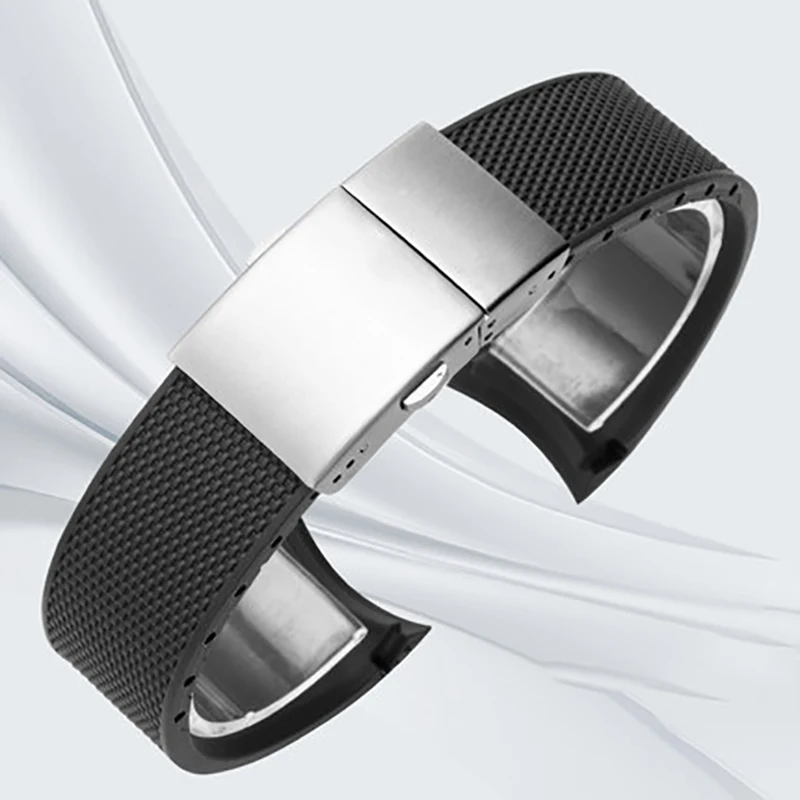 Viton Strap for Longines CONQUEST HYDROCONQUEST Watch Accessories Men Waterproof Strap Soft Rubber Silicone Watch Bracelet Band