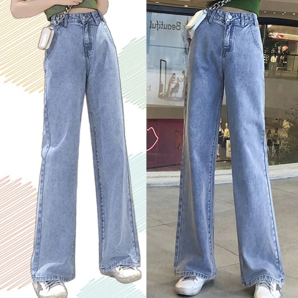 

Women Jeans Loose Wide Leg Jeans High Waist Korean Casual Fashion Mopping Pants Casual Jeans Woman