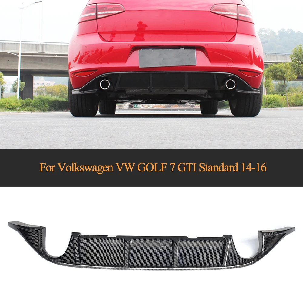 

Carbon Fiber Car Rear Bumper Diffuser Lip Spoiler For Volkswagen VW GOLF 7 GTI Standard 14-16 Dual Exhaust One Out
