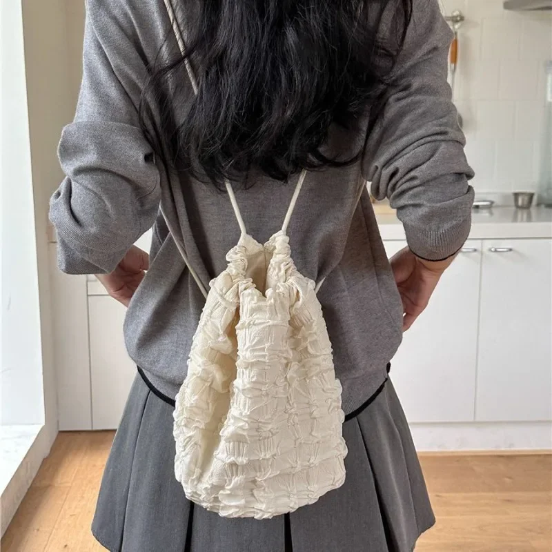 

Korean Fashion Backpacks All Match Portability Nylon School Bags for Women Popular Trendy Drawstring Rucksack Autumn Bolsas