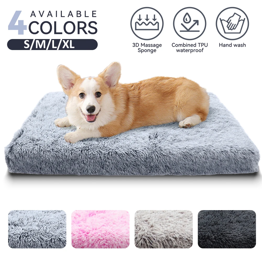 

Плюшевая кровать для собак, коврик для кошек, кровати для маленьких, средних и больших собак, съемная подушка для очистки щенков, мягкая кров...
