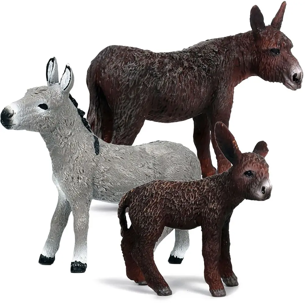 

Фигурка осла для раннего изучения науки и природы, фигурки животных из фермы, зоопарка, реалистичная модель осла