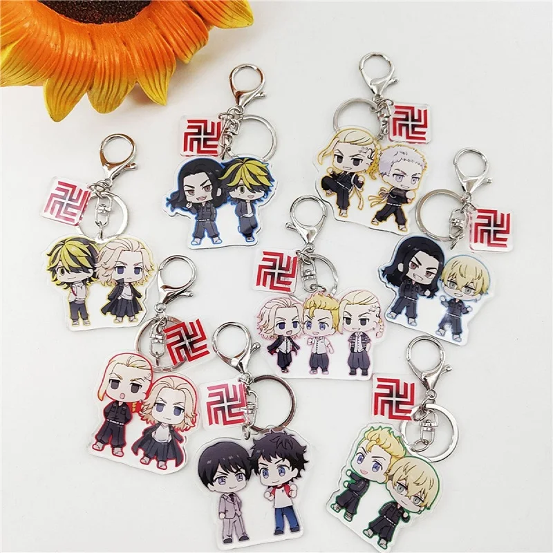 

Tokyo Revengers Key Chains Anime Cosplay Keychain Acrylic Cute Figure Manjiro Ken Takemichi Chibi Kawaii Bag Keyring Fans Gfit