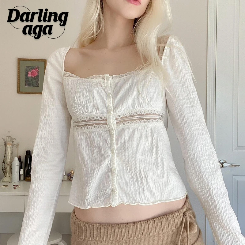 

Женская рубашка с длинным рукавом и квадратным вырезом, на пуговицах