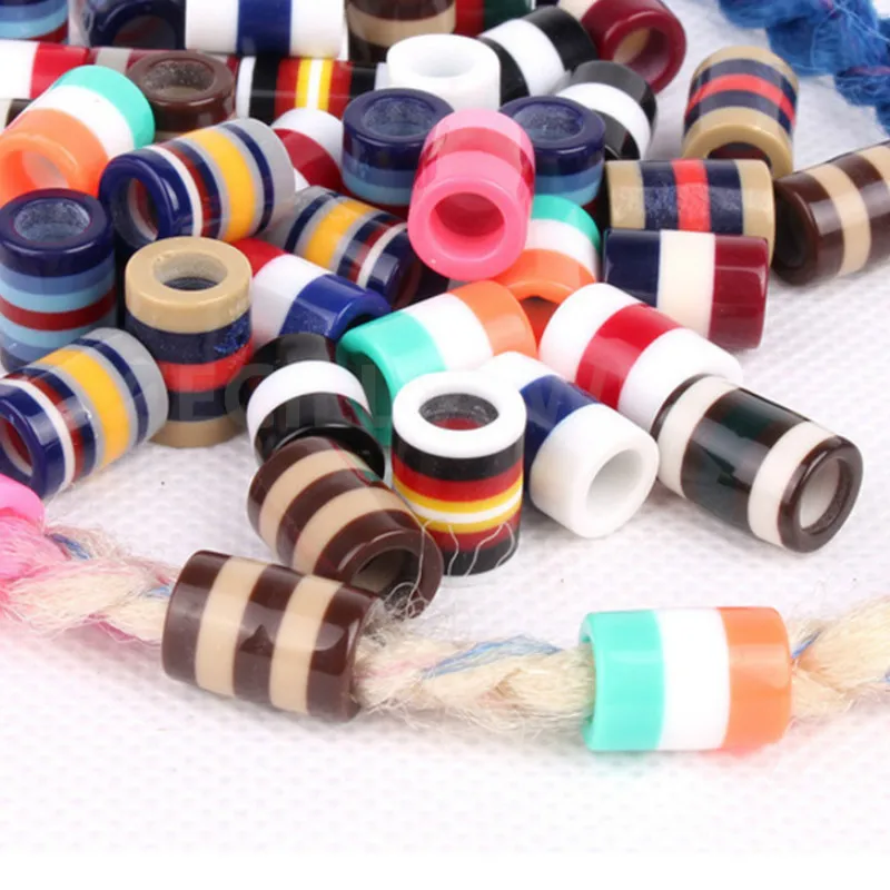 

20 Pcs/set Colorful Transparent Resin Dreadlock Beads Stripes Pattern Hair Braid Dread Cuff Clip Braiding Hair Styling Tool