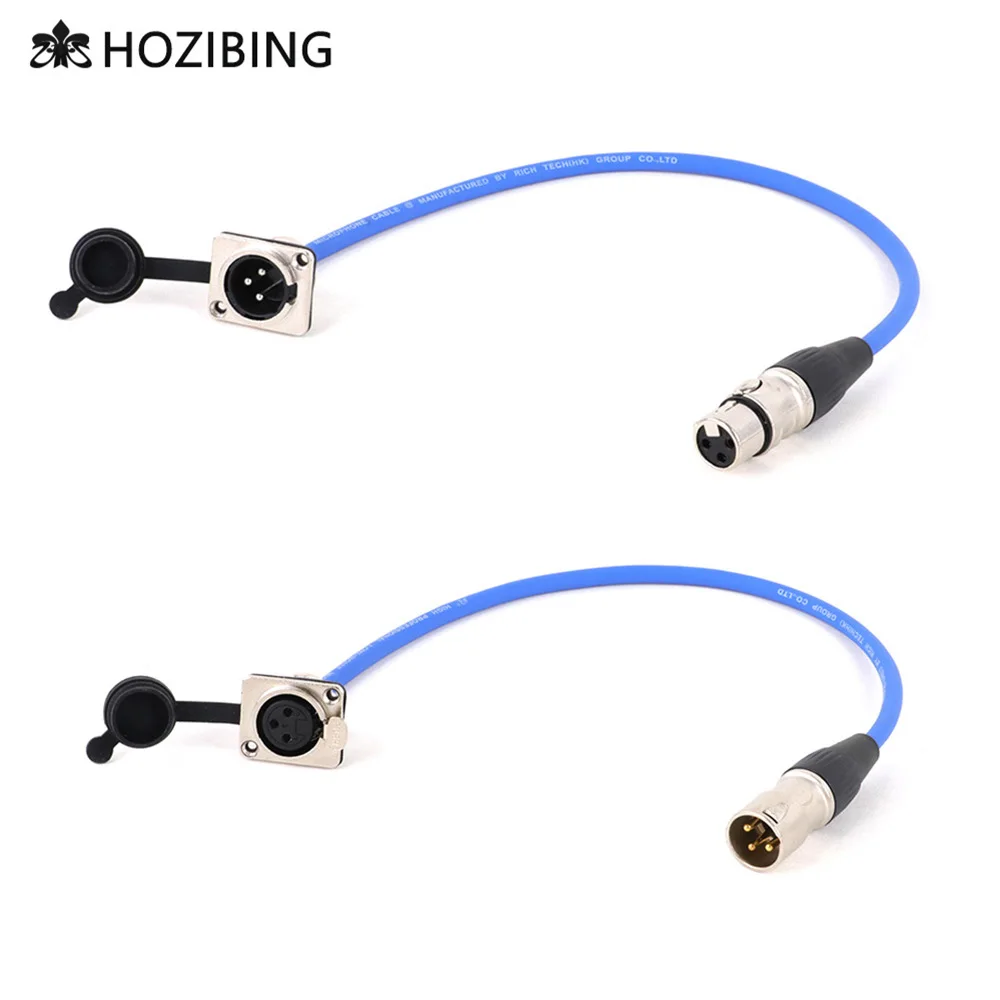 D-Type XLR Male Panel Mount to Male/Female Connector Pass Through Cable 3 Pin Mic Thru Converter Audio mixing