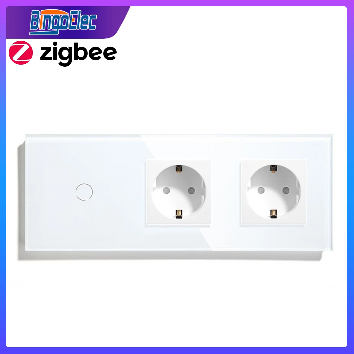 

Сенсорный выключатель Bingoelec ZigBee, умный светильник ель с двумя розетками европейского стандарта, 1 клавиша, 2 клавиши, с управлением через при...