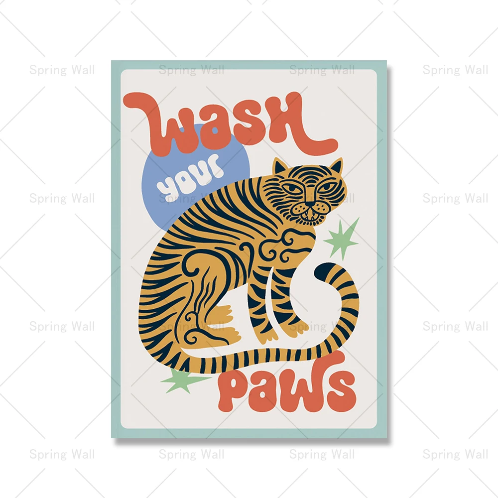 

Живописный постер с тигром "Wash Your Paws"