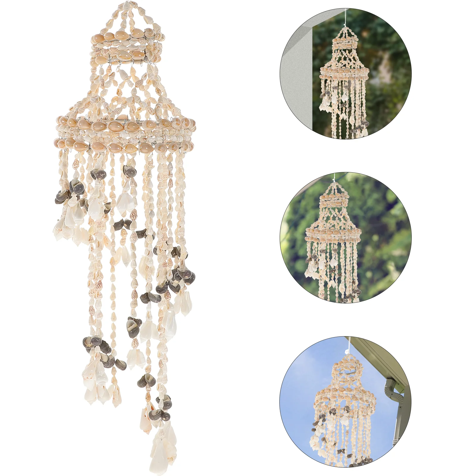 

Shell Wind Chime Beach Hanging Shell Bell for Home Wall Window Garden Decor 1pc ( Random Style )