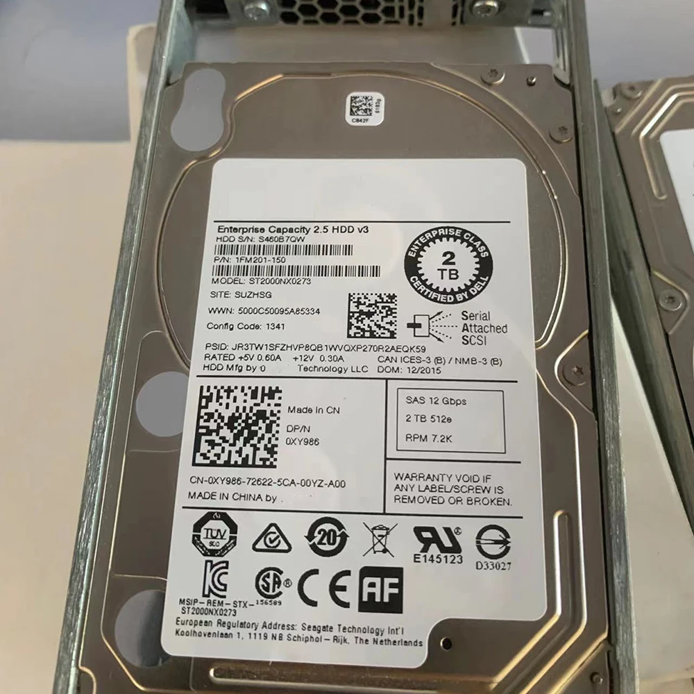 

HDD For ST2000NX0273 For Server Hard Disk XY986 2T 7200 SAS 2.5" 12Gb Hard Drive