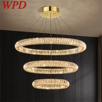 wpd modern pendant lamp crystal round rings led luxury fixtures decorative chandelier for home living room bedroom