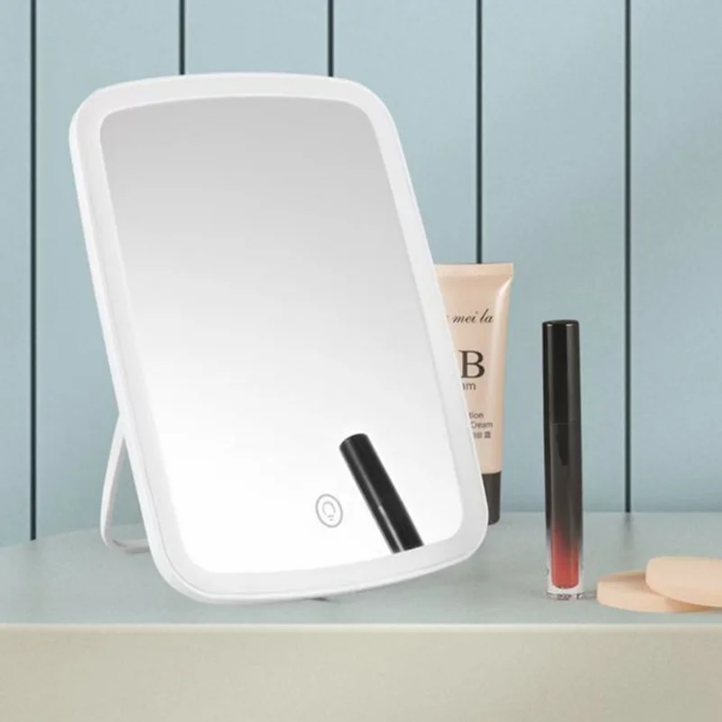 

LED Makeup Mirror Intelligent Portable Desktop Ladies Makeup Light Adjustable Women Girls Rectangle Mirrors