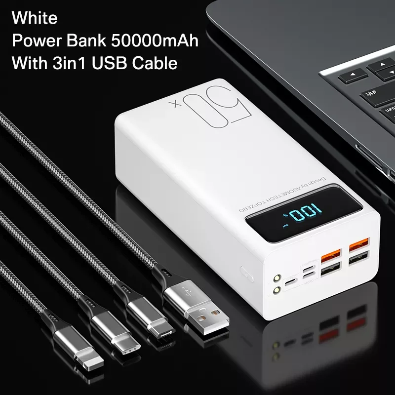 

New Power Bank 50000mAh Portable Charger LED Light Poverbank Powerbank 50000 mAh External Battery For iPhone