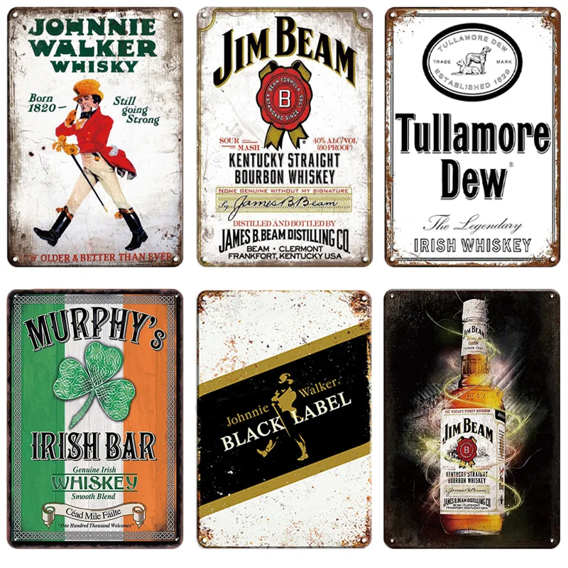 

INEED Decor Retro Whisky Brand Sign Metal Posters Tin Plate Vintage Plaque Wall Decor for Bar Pub Club Man Cave Wall Decoration