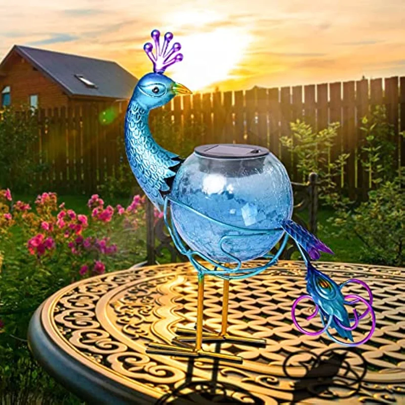 

Solar Lights Outdoor LED Decorative Lanterns Outdoor Waterproof Peacock Solar LampsTabletop Lamp for Patio Garden Decor or Gift