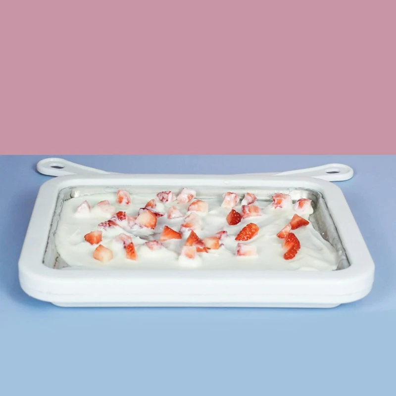 

DIY Fried Yogurt Maker Machine Child Fried Ice Cream Maker Mini Refrigerated Stainless Steel Plate With Two Shovels