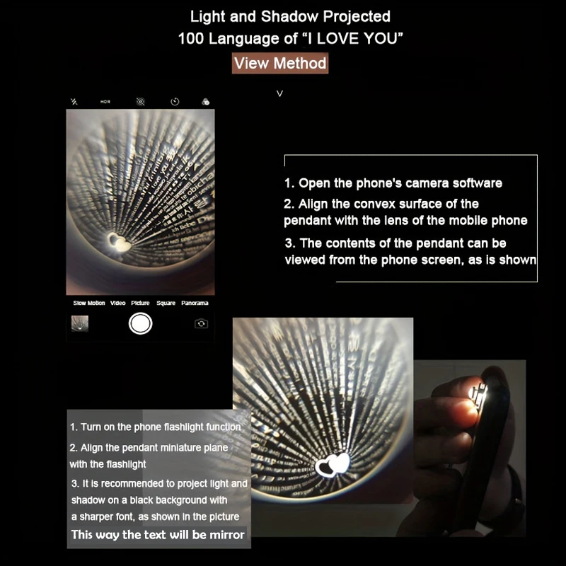Ожерелье-проектор Love You В 100-м Языках Кулон Из Чистой Меди С Цепочкой Титановой