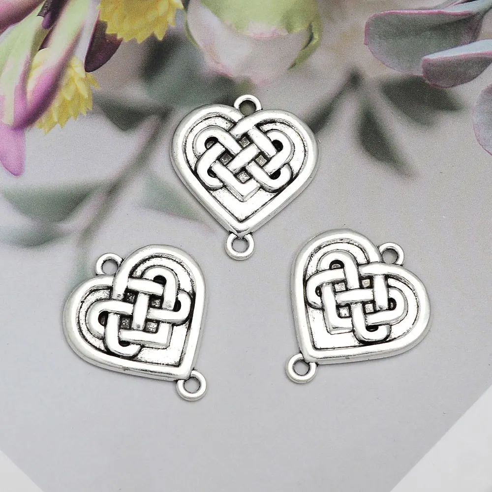 5 шт./партия, винтажные подвески в виде сердца, 24 х28 мм