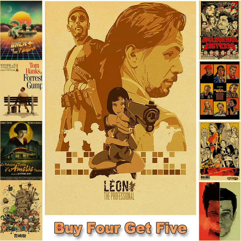 

Classic Movie Posters LEON Back To Future Retro Kraft Paper Room Decoration Mural Home Bar Decor Art Painting Wall Stickers