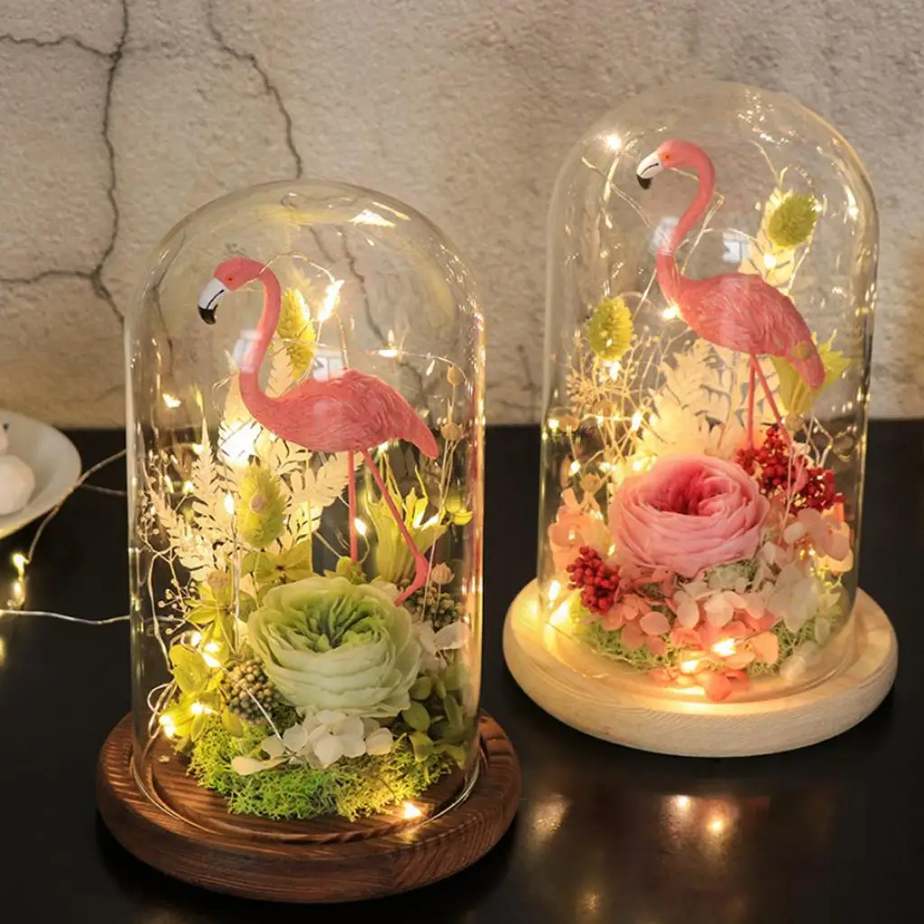 

Glass Cover Dome with Base for Flower Container Party Cupcake Display Decor