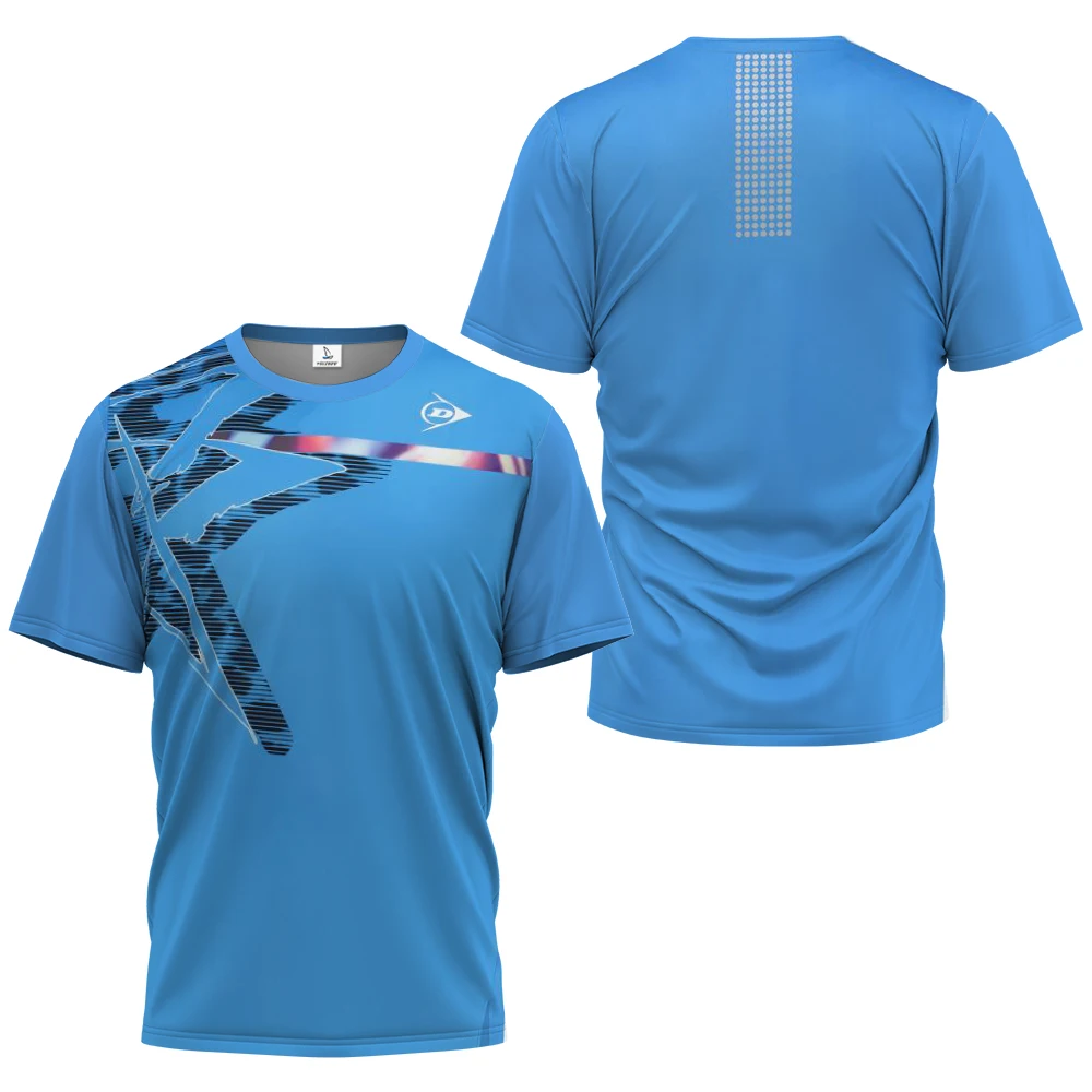 

New Solid Color Star Print Tennis Clothing Dunlop Breathable Golf Clothing Men's Fitness Short Sleeve Men's Badminton T-Shirt