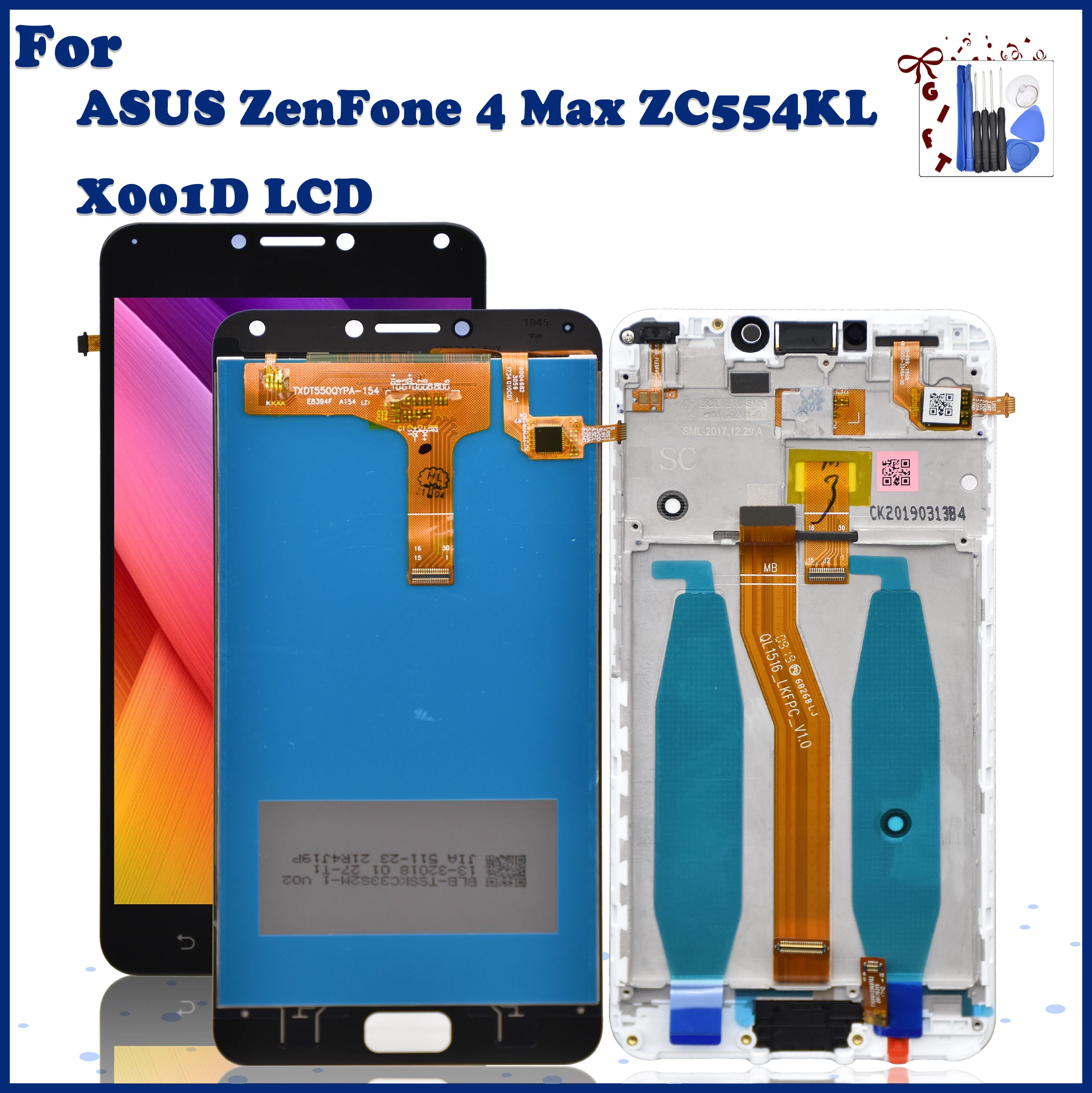 

Original 5.5"For Asus Zenfone 4 Max ZC554KL LCD Touch Screen Digitizer Assembly For ZenFone4 Max ZC554KL X001D+frame Replacement