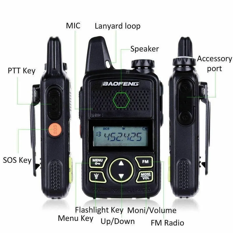 Walkie Talkie baofeng bf-t1 UHF 400-470MHz 20CH 1W Mini pocket two way radio baofeng t1 Ham FM radio with Earpiece