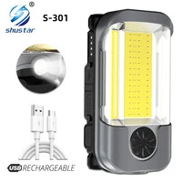 rechargeable work light led flashlight with xpgcob lamp beads lantern lamp portable lighting lights with power bank function