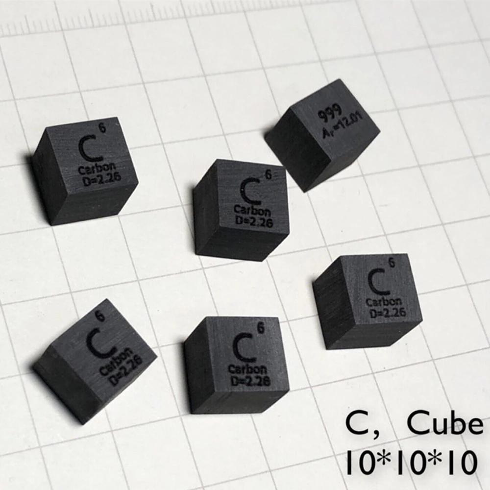 

Free shipping 5pcs & 10pcs 99.9% purity C carved element periodic table 10mm cube with 1.79g carbon ingot / pellet / block