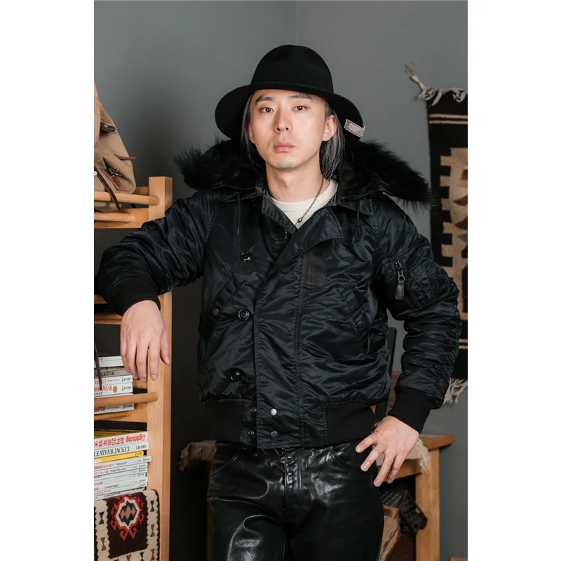 Simons Vintage Military Reissuel Orignal USAF N2B Flying Jacket Amekaji Men's N-2B Flying Coat Winter Flight Jacket