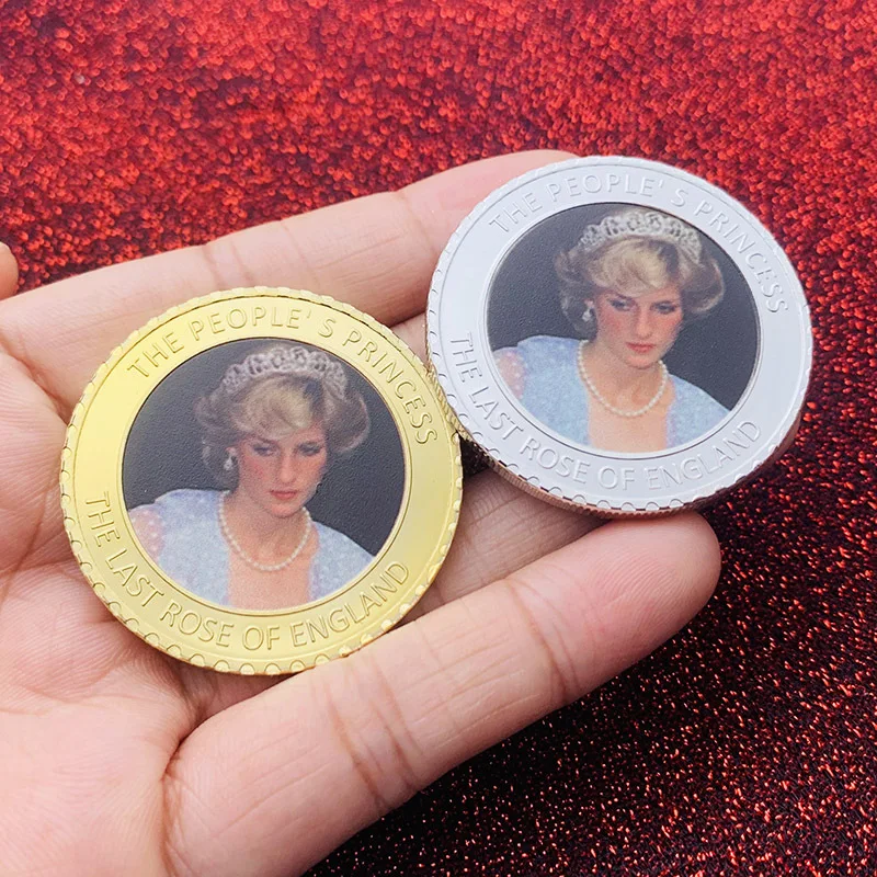 

British Princess Diana Gold-plated Silver-plated Painted Commemorative Collectible Coin Gift Lucky Challenge Coin