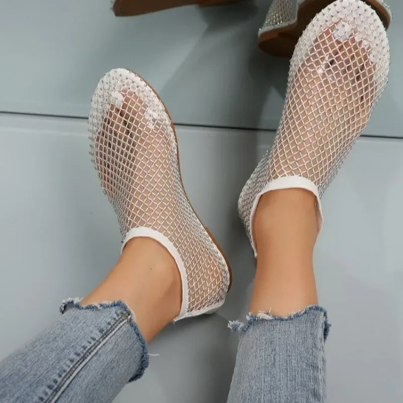 Женские модные туфли на плоской подошве летняя новая искусственная сетчатая