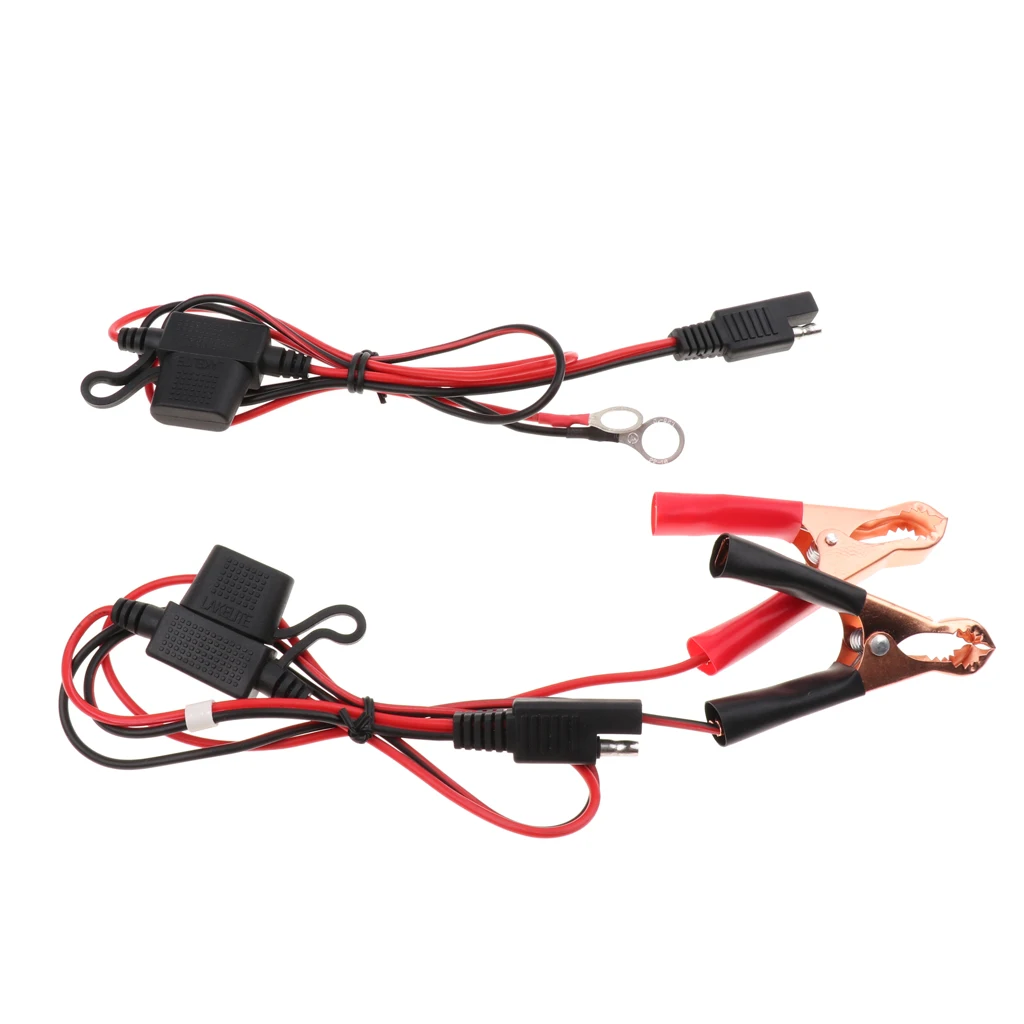 

Pair of Battery Alligator Clips 2 on SAE 16 Gauge 2 Pin Cable 10A