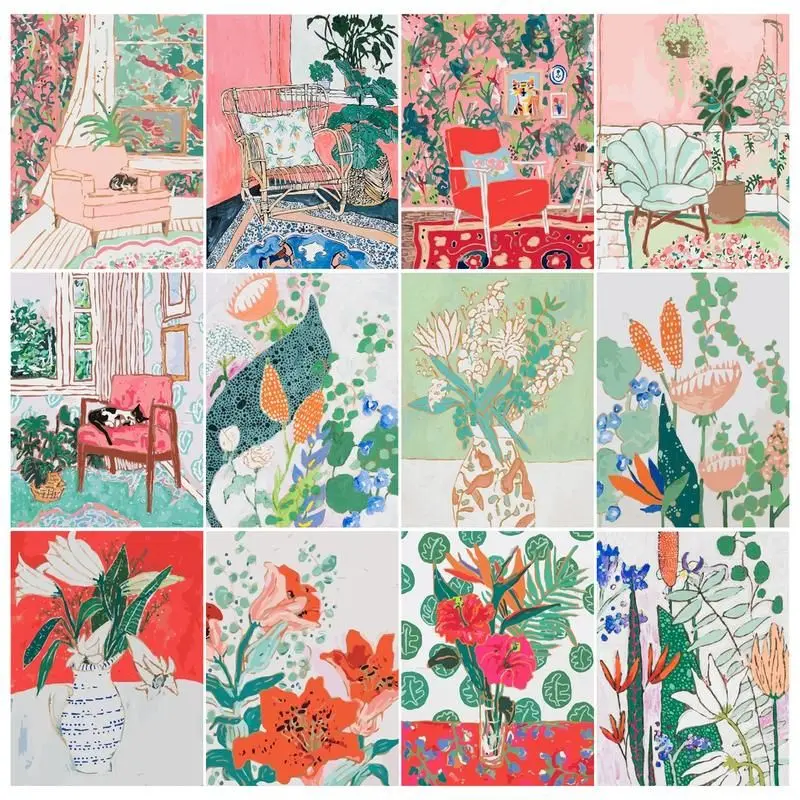 RUOPOTY Diy картина по номерам, иллюстрация, Мультяшные картины, рисование на холсте, ручная роспись маслом для домашнего декора