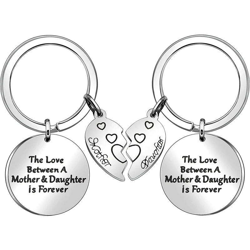 

2pcs/set Mother Daughter Gift Stainless Steel Fashion KeyChains Key Ring Christmas Thanksgiving Birthday Mother's Day Gifts