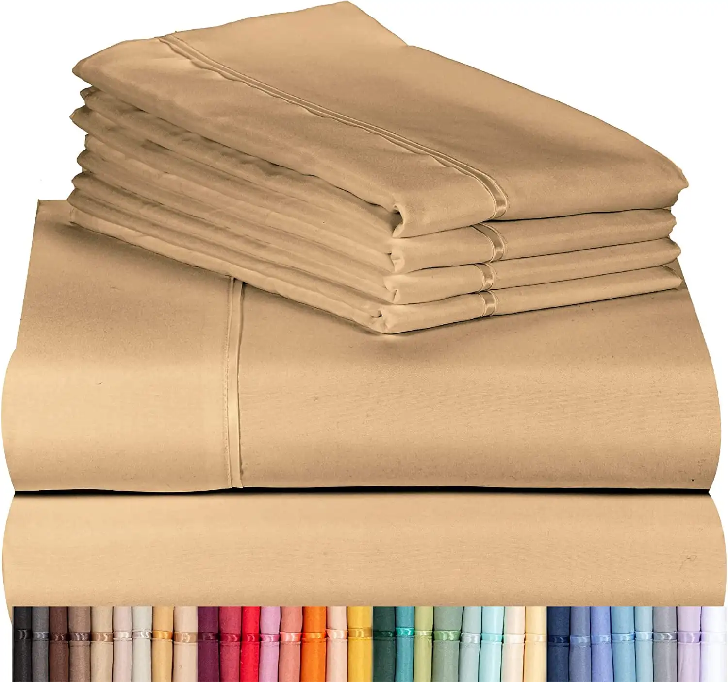 

Sheet Set Deep Pockets 18" Eco Friendly Wrinkle Free Sheets Machine Washable Hotel Bedding Silky Soft - Grey Queen