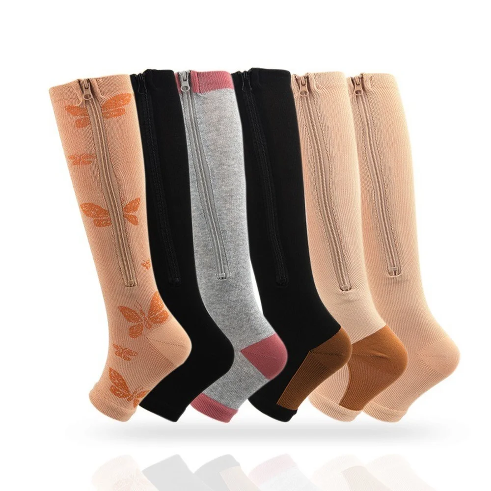 

Zipper Compression Socks Women's Slim Sleeping Beauty Leg Prevent Varicose Veins Socks Medias De Mujer