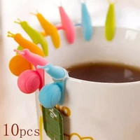 510 pcs cute candy colors exquisite snail shape silicone tea bag holder tea tools