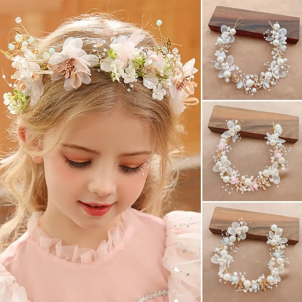 

Elegant Bride Garland Imitated Pearl Wedding Headbands Girls Bridal Headband Head Hoop Flower Wreath Hair Headdress